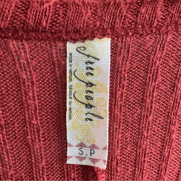 Free People Drippy Thermal Sunset Park Top Dark Rust Red Long Sleeve Waffle Knit - Picture 9 of 9